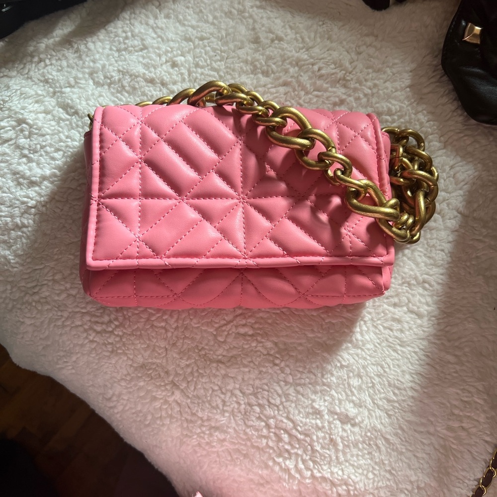 Pink Quilted Chain Shoulder Bag